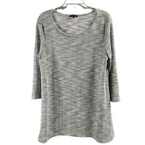 MIRROR IMAGE Womens Woven Gray White Knit Pullover 3/4 Sleeve Size Large
